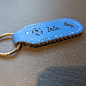 Personalised, engraved leather effect key fobs